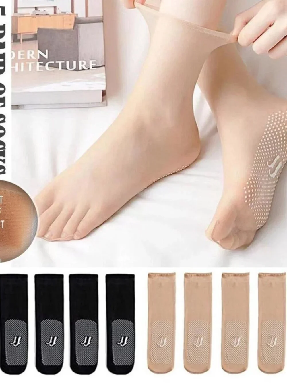 [Summer Socks] 4 Pairs Summer Thin Crystal Invisible Socks